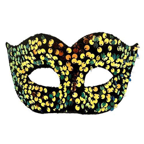 Altın Renk Pul Payet İşlemeli Balo Maskesi