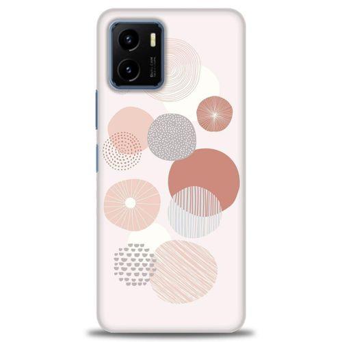 Vivo Y15S Kılıf HD Baskılı Kılıf - Pembe Daireler + Tam Ekran Koruyucu