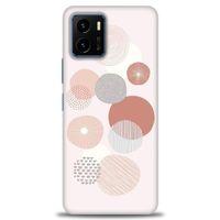 Vivo Y15S Kılıf HD Baskılı Kılıf - Pembe Daireler + Tam Ekran Koruyucu