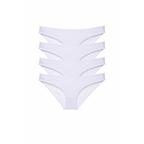 4 adet Süper Eko Set Likralı Kadın Slip Külot Beyaz
