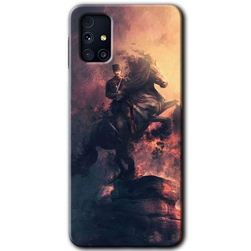 Samsung Galaxy M31s Kılıf Baskılı Kapak - Atatürk Portre +Tam Kaplayan Mat Seramik
