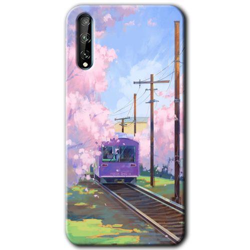 Huawei P Smart S Kılıf HD Desen Baskılı Arka Kapak + Temperli Cam - Rails Paint