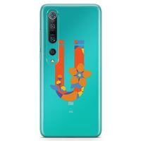 Xiaomi Mi 10 Kılıf Ü Harfi Çiçekli Arka Kapak Koruma Desenli Full Koruyucu