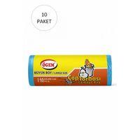 Büyük Boy Çöp Torbası 65 x 80 cm 10 Lu Rulo x 10 Paket = 100 Adet (Mavi)