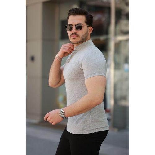 Erkek Hakim Yaka Dokuma Pamuklu Kumaş Kısa Kollu T-shirt