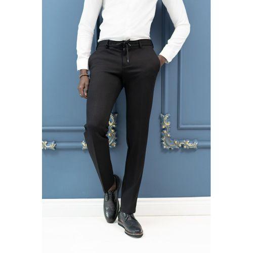 Regular Fit Armürlü Beli İplikli Astarsız Rayon Kışlık Kumaş Pantolon