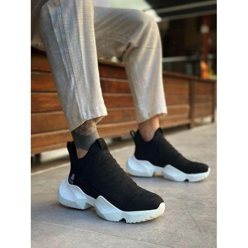 BA0401 Bağcıksız Rahat Yüksek Taban Siyah Süet Erkek Spor Yarım Bilek Bot