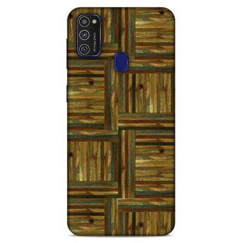 Lopard Samsung Galaxy M21 Uyumlu Kılıf Wood'X (47) Crystal Flex Kılıf Baskılı