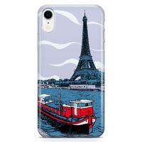 Apple iPhone XR Kılıf Eyfel Seine Nehri Arka Kapak Koruma Desenli Full Koruyucu