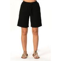 İnci Bağlamalı Uzun Yazlık Müslin Şort Siyah Syh