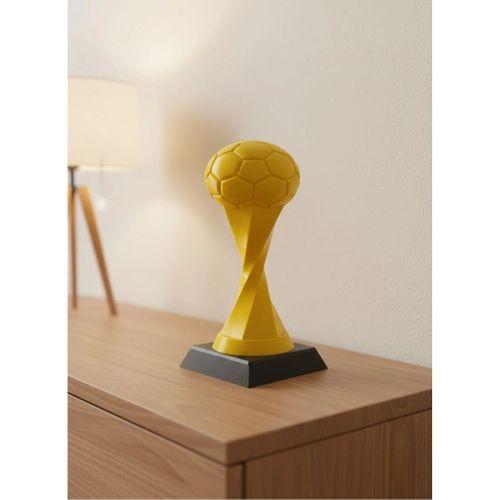 Futbol Toplu Sarı Kupa 21cm Masaüstü Dekor Ödül Figürü