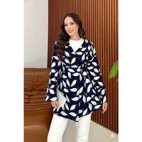 Kadın Uzun Kollu Kadın Uzun Kollu Yaprak Desen Kuşak Dahil Hırka