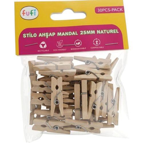 FUFİ AHŞAP MANDAL (25 mm) NATUREL
