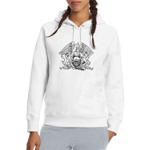 BOHEMIAN RHAPSODY LOGO Baskılı Beyaz Kadın Kapşonlu Sweatshirt