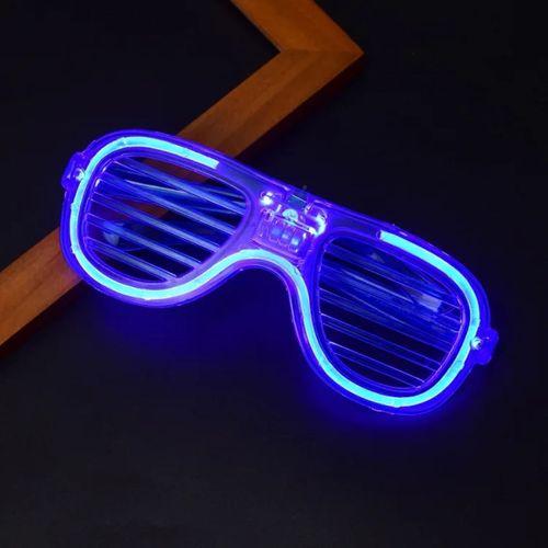 Mavi Led Işıklı Parti Gözlüğü - Neon Glow Şerit Gözlük 3 Modlu (3748)