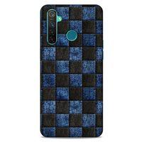 Oppo Realme 5 Pro Kılıf Patchwork (9) Kılıf Siyah Mavi