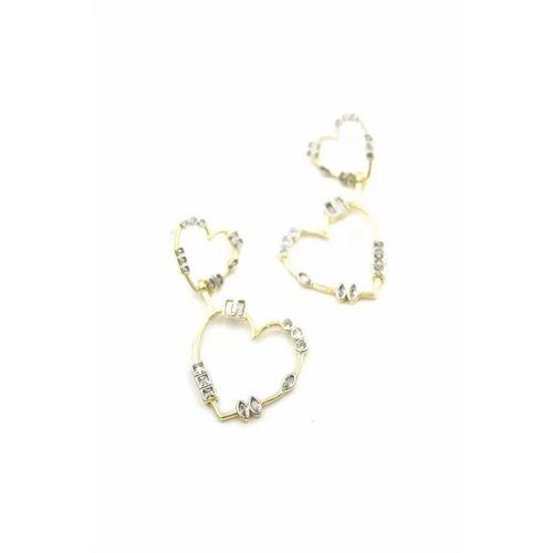 Taşlı Kalp Küpe - Altın