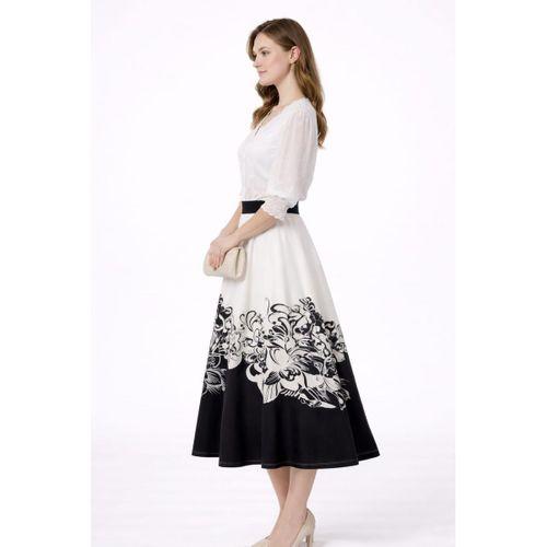 ALEXANDERGARDI Desenli Yandan Fermuarlı Kloş Uzun Etek