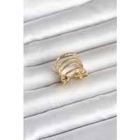 316L Çelik Gold Renk Sıralı Model Kadın Yüzük