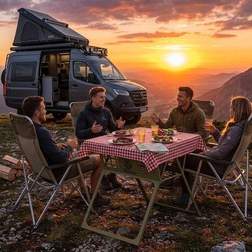 FiWays AXIS™ V2 XL Haki Metal Büyük Kamp Masası, 1mm Çelik Gövde, Katlanır Çantalı Outdoor Sehpa