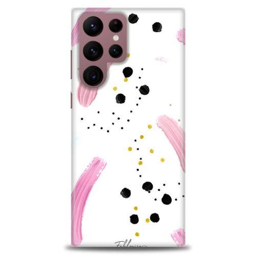 Samsung Galaxy S22 Ultra Kılıf HD Baskılı Kılıf - Pembe ve Benekler + Tam Ekran Koruyucu