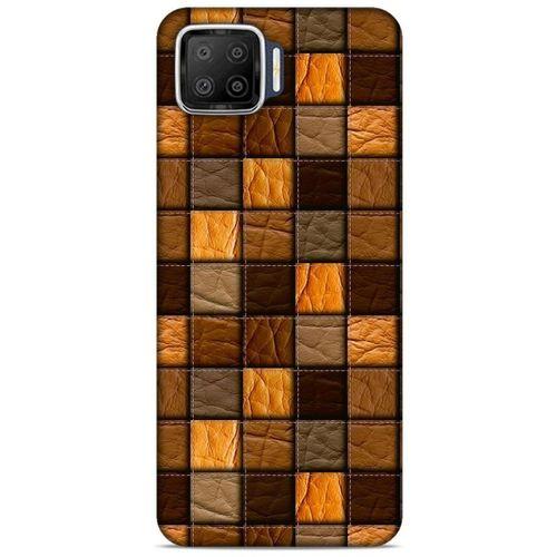 Oppo A73 Kılıf Patchwork (32) Soft Silikon Kılıf Turuncu Kahve