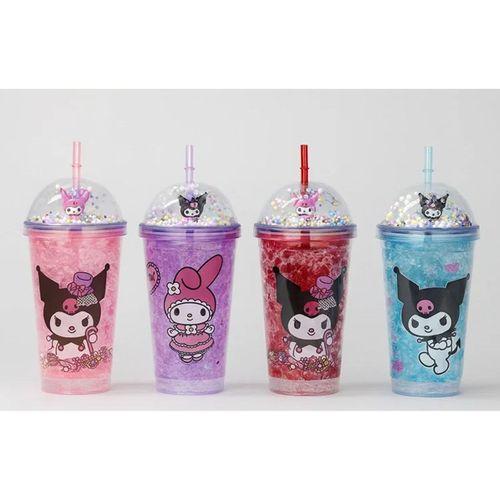 Sevimli Kuromi Pipetli Işıklı Boncuklu Suluk Bardak 400 Ml