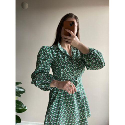 Yeşil Kemer Detaylı Elbise