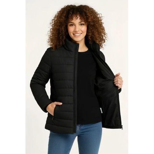 Mikro Su İtici Kapitone Baskılı Astarlı Fermuarlı Bomber Mont - Siyah