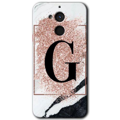 Potkal Hediye Fabrikası General Mobile GM 8 HD Baskılı Kılıf + 9D Tam Ekran Koruyucu - Pembe Mermer Desenli G Harfi