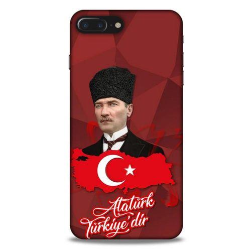 Apple Iphone 7 Plus Kılıf Atatürk (43) Thin Fit Kılıf Kırmızı Mozaik