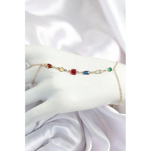 Pirinç Renkli Zirkon Taşlı Y Model Gold Renk Kadın Şahmeran
