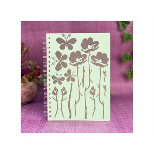 2 Adet Defter Sticker,Laptop Sticker Gri Çiçekli  Pvc 48X33X0,5Cm