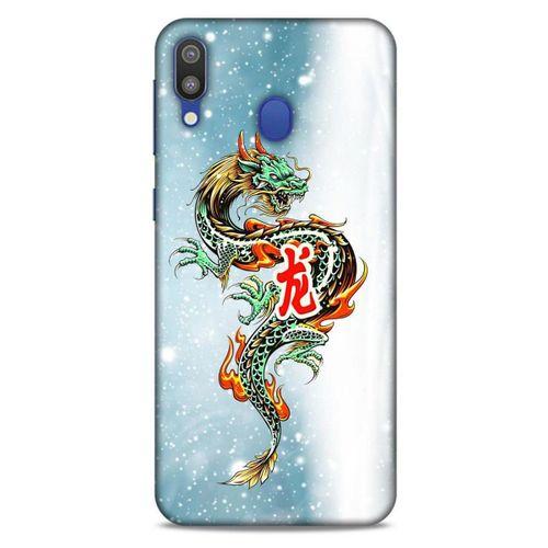 Samsung Galaxy M20 Kılıf Dragons (29) Arka Koruma Kılıfı Tatoo Mavi Ejderha
