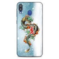 Samsung Galaxy M20 Kılıf Dragons (29) Arka Koruma Kılıfı Tatoo Mavi Ejderha