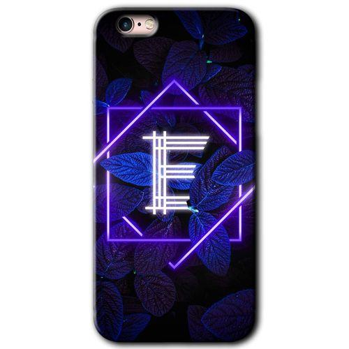 iPhone 6 Kılıf Baskılı Kapak - Dark Neon Yaprak E Harfi + 5D Tam Kaplayan Cam