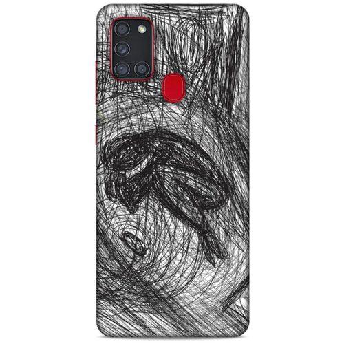 Samsung Galaxy A21s Kılıf Depresyon (37) Silicone Cover Sarı Lacivert