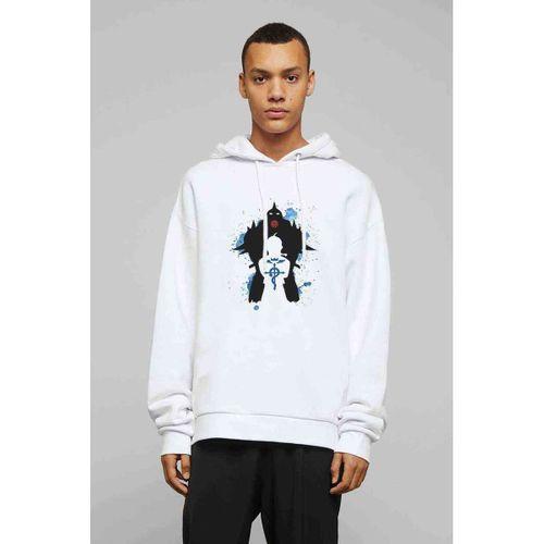 Anime Death Note Baskılı Beyaz Erkek Kapşonlu Sweatshirt