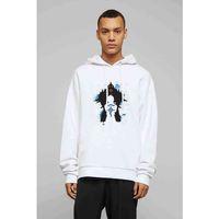 Anime Death Note Baskılı Beyaz Erkek Kapşonlu Sweatshirt