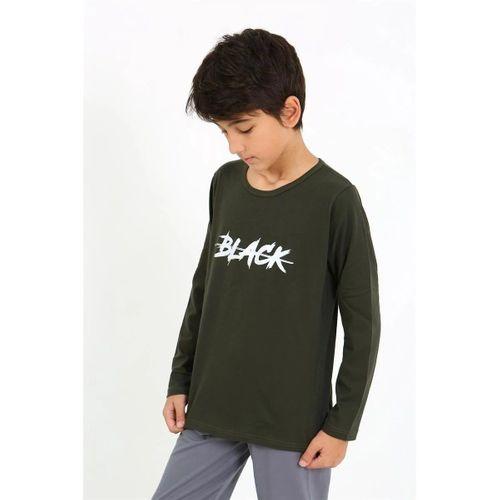 Erkek Çocuk Uzun Kol Penye Pijama Takım Haki