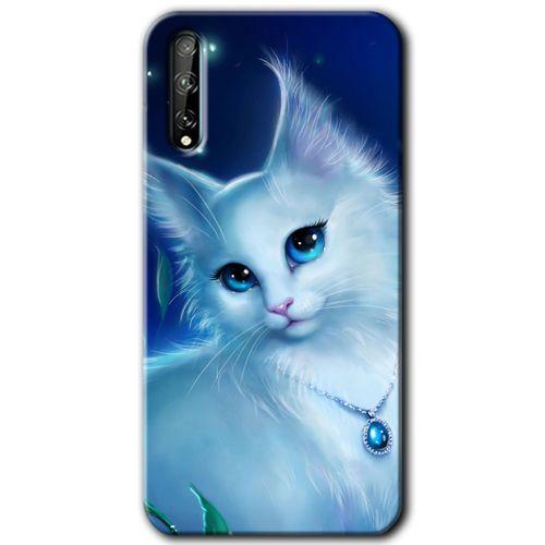 Huawei P Smart S Kılıf HD Desen Baskılı Arka Kapak + Temperli Cam - Cat Glance