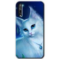 Huawei P Smart S Kılıf HD Desen Baskılı Arka Kapak + Temperli Cam - Cat Glance