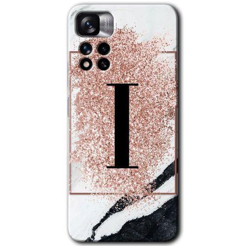 Redmi Note 11 Pro Plus 5G Kılıf HD Desen Baskılı Arka Kapak - Pembe Mermer Desenli I Harfi