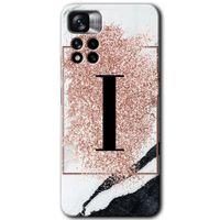 Redmi Note 11 Pro Plus 5G Kılıf HD Desen Baskılı Arka Kapak - Pembe Mermer Desenli I Harfi