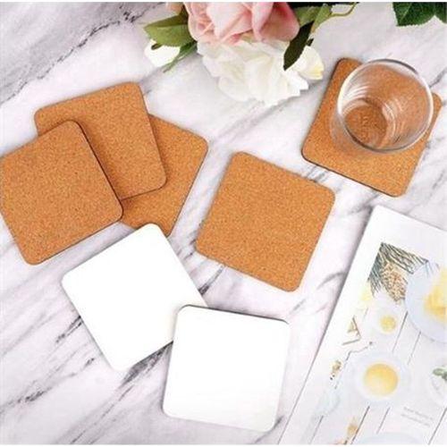 Ahşap Bardak Altlığı 4 Adet Çiçek Desen 9X9Cm