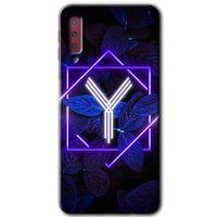 Potkal Hediye Fabrikası Samsung Galaxy A7 2018 Kılıf HD Desen Baskılı Arka Kapak - Dark Neon Yaprak Y Harfi