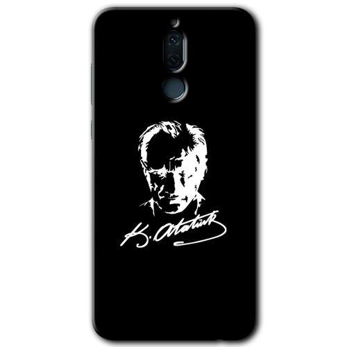Huawei Mate 10 Lite Kılıf HD Desen Baskılı Arka Kapak - Atatürk Silüet İmza
