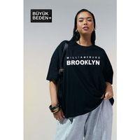 Kadın Büyük Beden Willams.Brooklyn Baskılı Bisiklet Yaka Tshırt SPR25BTSK15