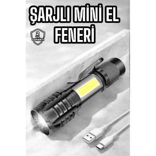 El Feneri Led Usb Şarjlı Zoom Mini Led Işık Acil Durum Feneri