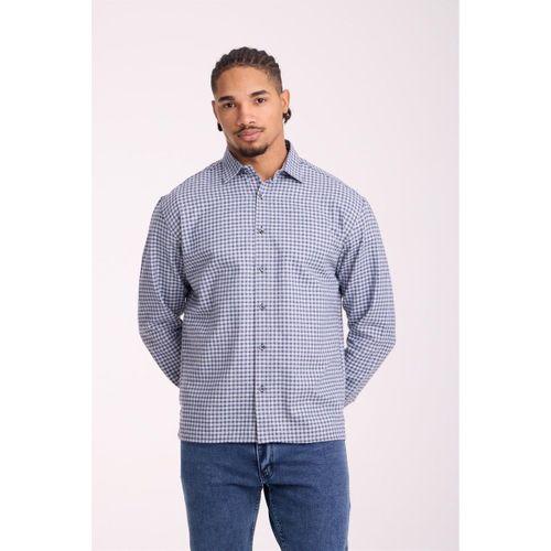 Jonas Ekose Küçük Kareli Relaxed Fit %100 Pamuklu Flanel Kumaş Erkek Gömlek - Taş